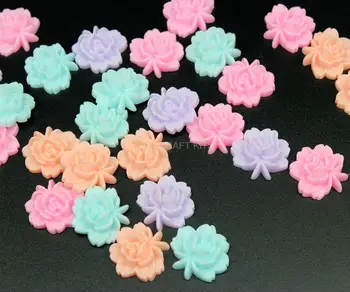 

250 matte antique pastel Resin Peony Rose Flower Cabs 20mm Resin Decoden Kawaii Cabochons Cellphone Deco mix color