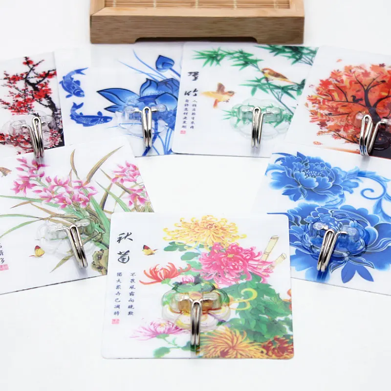 

Optional pattern Flower Self Adhesive Clothing Display Racks Hook Coat Hanger Cap Room Decor Show Wall Bag Keys Sticky Holder