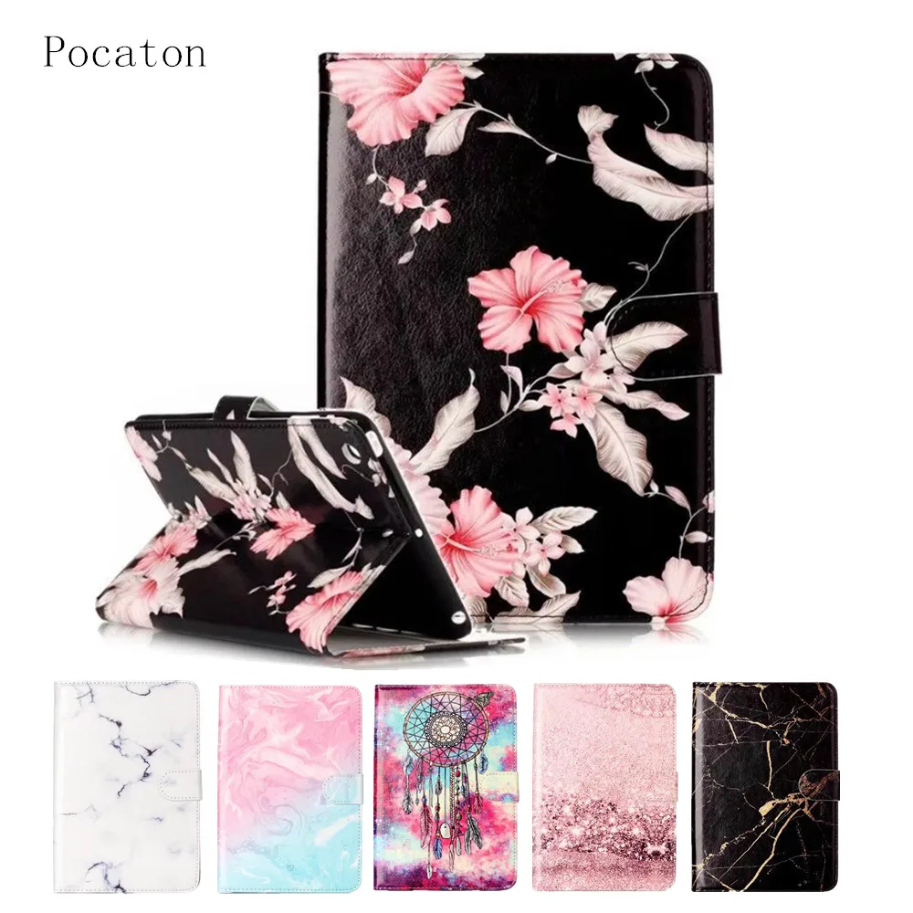 Чехол для iPad mini 1 2 3 Pocaton милый цветочный узор pu кожаный чехол funda tablet | Компьютеры и