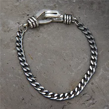 S925 Стерлинговое Серебряные ювелирные изделия тайский серебряный ретро-панк личности скелет головы браслет Для мужчин и Для женщин Браслеты