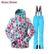 GSOU SNOW зимние горнолыжные костюмы женские, недорогая женская горнолыжная куртка, красивая женская сноубордическая куртка, Женская горнолыжная одежда, женские горнолыжные костюмы