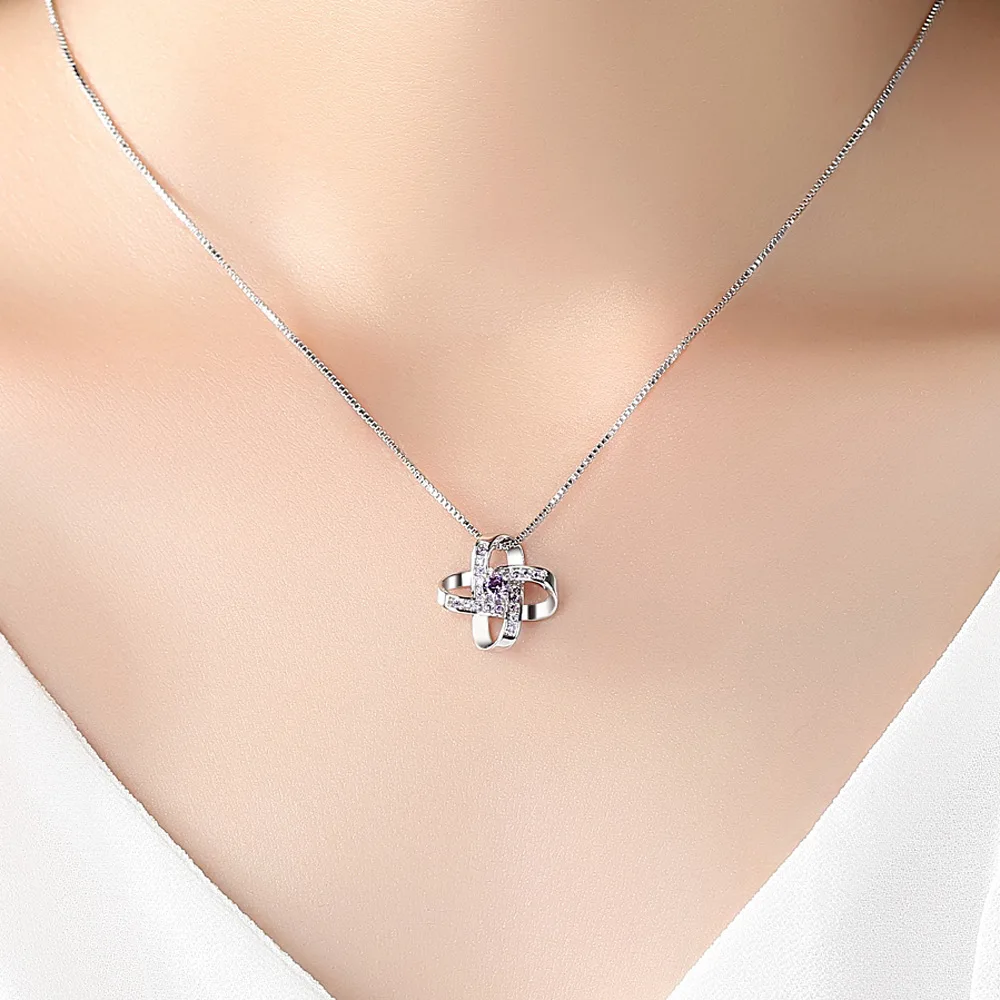 Rinhoo 925 пробы, блестящее Кристальное цветочное ожерелье с цветком вишни, элегантное циркониевое ожерелье с крестом, женское свадебное ювелирное изделие, подарки
