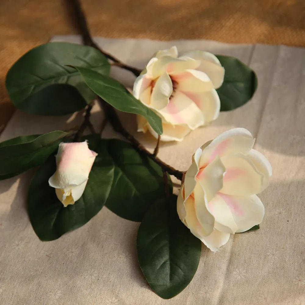 Artificial Fake Flowers Leaf Magnolia Floral Wedding Bouquet Party Home Decor home decoration diy crown scrapbook 19jul11