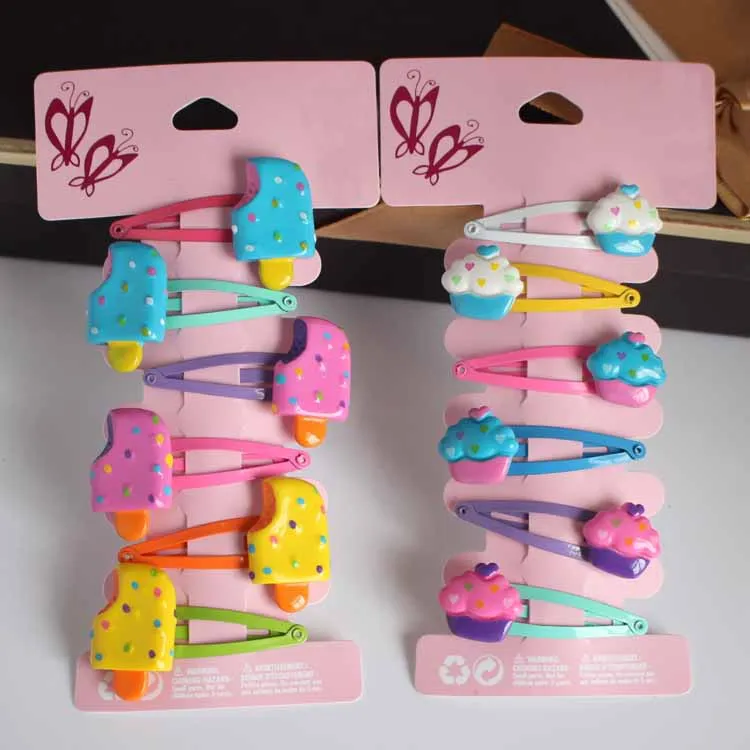 6pcs/lot girls hair Barrettes plastic Ice bully accessories children's snap hair clips hairpin