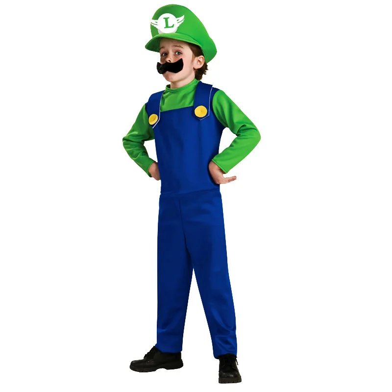 Super Mario Luigi Brothers Plumber Children Adult Cosplay Costume Party Fancy Dress Halloween Christmas Family Clothing XXL Super Mario Luigi Brothers Plumber Children Adult Cosplay Costume Party Fancy Dress Halloween Christmas Family Clothing XXL
