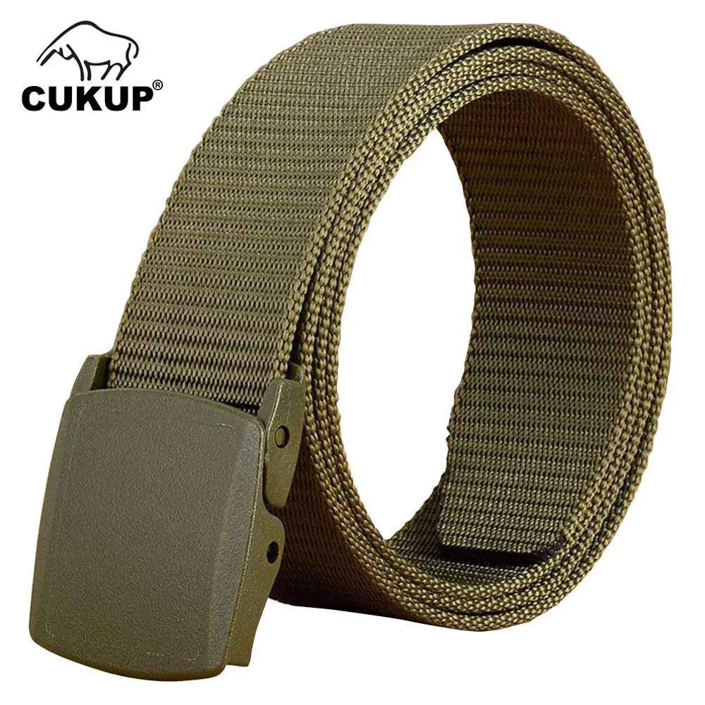 

CUKUP Unisex Design Casual Accessories High Quality Nylon Belts Plastic Automatic Buckle Male Fashion Waistbands Belt CBCK008