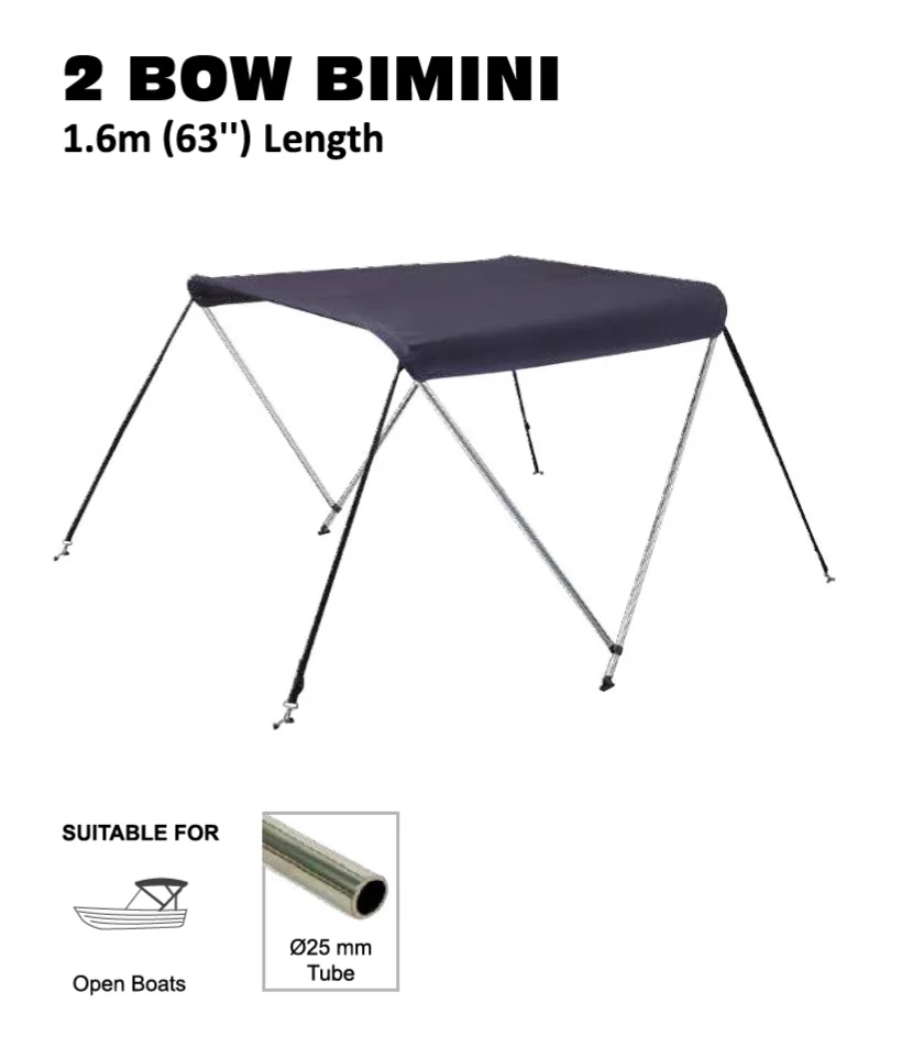 

Oceansouth Boat 2 Bow Bimini Top 25mm Aluminium Tube Length 1.6m Height up to 1.15m MA 060