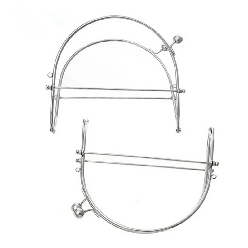 

2Pcs Silver Tone Ball Heads Arc Frame Kiss Clasp Lock Fashion Coin Purse Bag Handbag Handle Accessories Parts 16.5x14cm