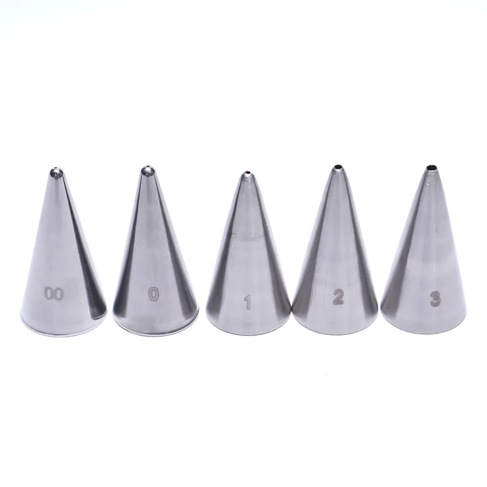 Popular 5Pcs/set Stainless Steel Round Nozzle Icing Piping Pastry Tips Sugarcraft Cake Decorating Baking Tools