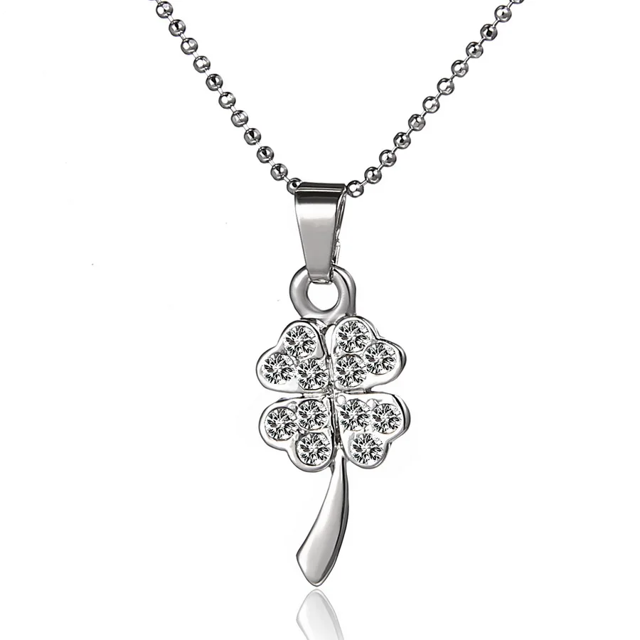 

Trendy Cute Romantic Lucky Clover Necklaces For Women Girl silver Four Leaves Necklace Exquisite Fashion Birthday Festival Gift