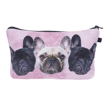 Who cares New Cosmetic Bag Women Neceser Portable Make Up Bag 3D Printing Bull Dog Organizer Bolsa feminina Travel Toiletry Bag