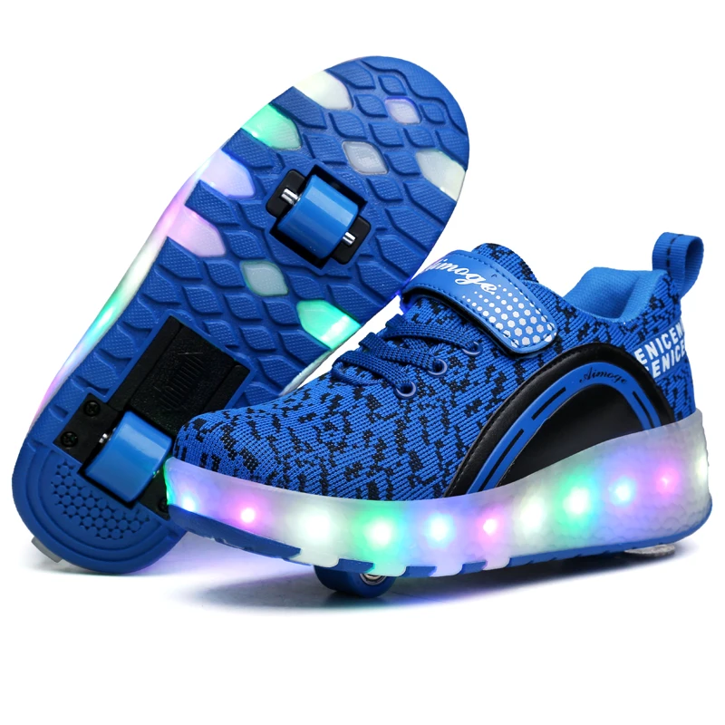  Two Wheels Luminous Sneakers on Wheels Led Light Roller Skate Shoes for Children Kids Led Shoes Boy - 32993738419