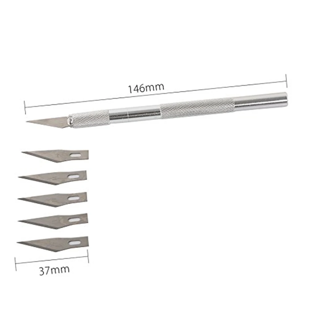 Нескользящий металлический нож для скальпеля набор инструментов резак гравировальные ремесленные ножи+ 5 шт. лезвия для мобильного телефона PCB DIY ремонт ручных инструментов