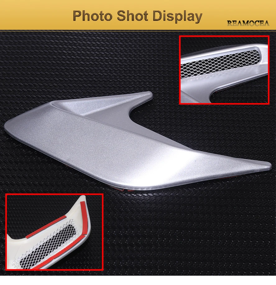 Reamocea 2Pcs Silver Car Side Air Vent Fender Cover Hole Intake Duct Flow Grille Decoration Sticker For VW Audi BMW Honda Benz (12)