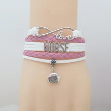 Любовь браслет с надписью «nurse» ручной работы любовь подарок для новорожденных кожаные браслеты медсестры браслет
