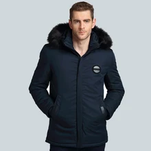 Мужская куртка с длинным рукавом, однотонная куртка, зимняя нейлоновая стеганая куртка, Модная парка, теплая меховая парка с капюшоном, Мужская Анорак, размер M-3XL