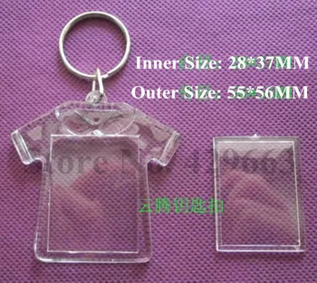 

Free shipping 300pcs Clothes Shaped DIY Acrylic Blank Picture Frame Keychains Transparent Blank Insert Photo Keychains