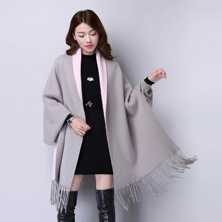 Outono Inverno Batwing Manga Malhas Cardigan Mulheres