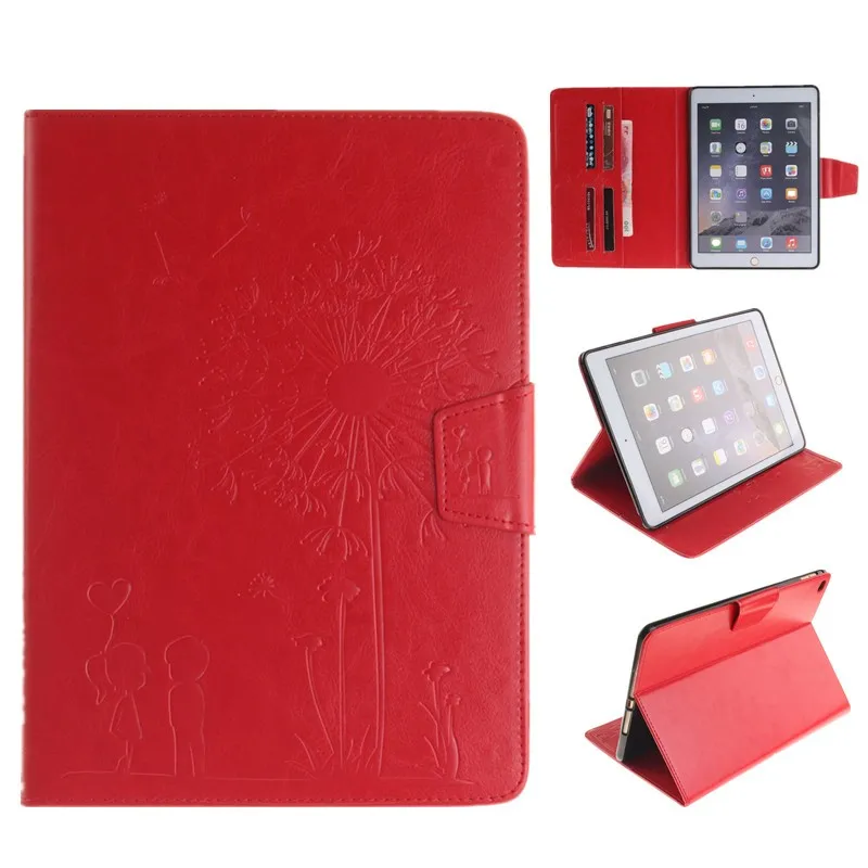 Tablet Cover For Apple Ipad Air 2 Case Magnet Stand Wallet Flip Embossing Lovers Dandelion Luxury Retro Card Holder For IPad 6 (87)
