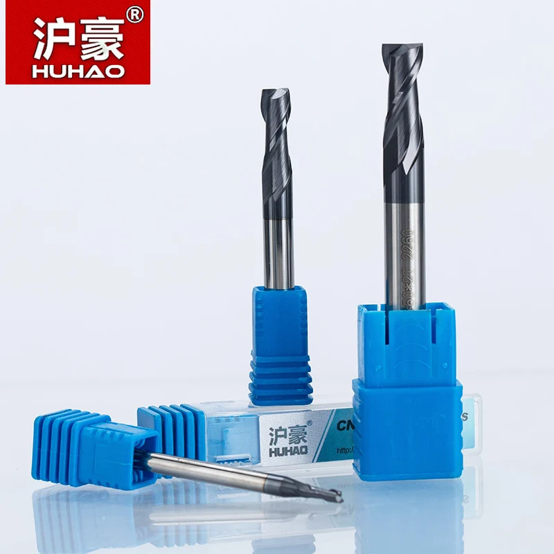 

HUHAO 1PC 2 flutes Solid Carbide End Mill CNC Milling Cutter HRC45 R 1 2 3 4 5 6 8 10 14mm router bits for CNC milling machine