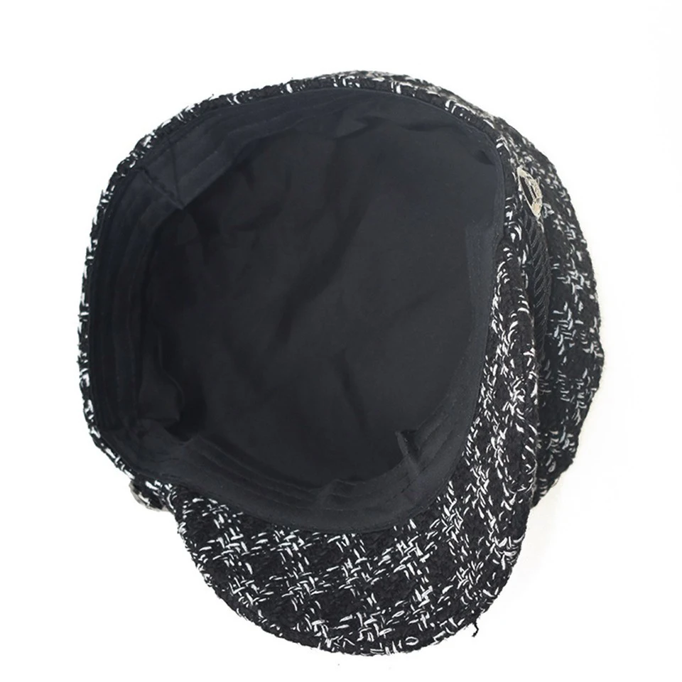 Новая модная клетчатая темно-синяя шляпа восьмиугольная кепка люксовый бренд Британский Ретро хлопок маляр Стиль Повседневная молочная шляпа с плетеной веревкой