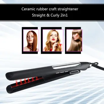 

LED Display Infrared Wide Plate Ceramic Tourmaline Hair Straightener Iron Anions Flat Iron 110-240V Less Damaged Clectric Splint