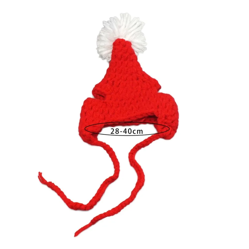 Lovely Pet Cat Dog Santa Hat Adjustable Knitted Woolen Xmas Pet Hat Holiday festivals parties Costume Christmas Apparel