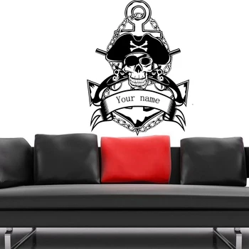 

Skull Halloween Pistol Anchor Pirate Sticker Punk Death Decal Devil Poster Name Car Window Art Wall Decals Parede Decor Mural