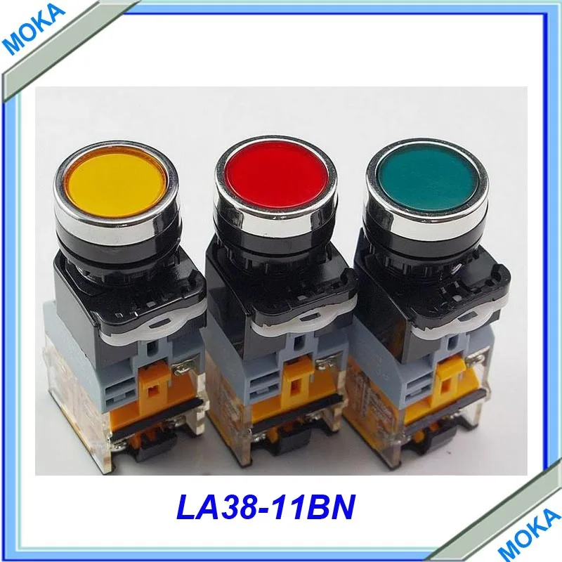 

Free shipping High Quality 10pcs a lot LA38-11BN 22mm Diameter Self Reset Flat Head Push Button Switch 1 NO + 1NC
