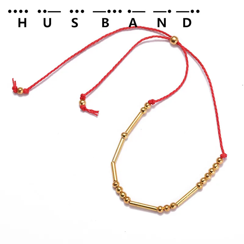 

Fishhook Custom Message HUSBAND/WIFE Morse Code Bracelet Gift Multicolor South America Wax Cord Hottest Bracelet