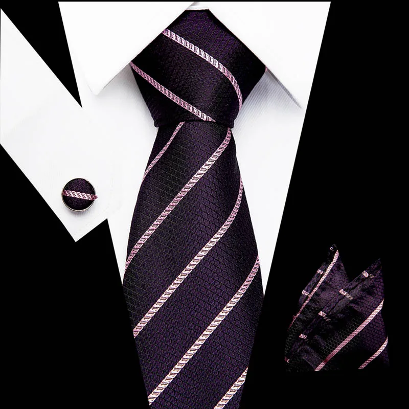 

Pink Striped men ties set Extra Long Size 145cm*7.5cm Necktie 100% Silk Jacquard Woven Neck Tie Suit Wedding Party