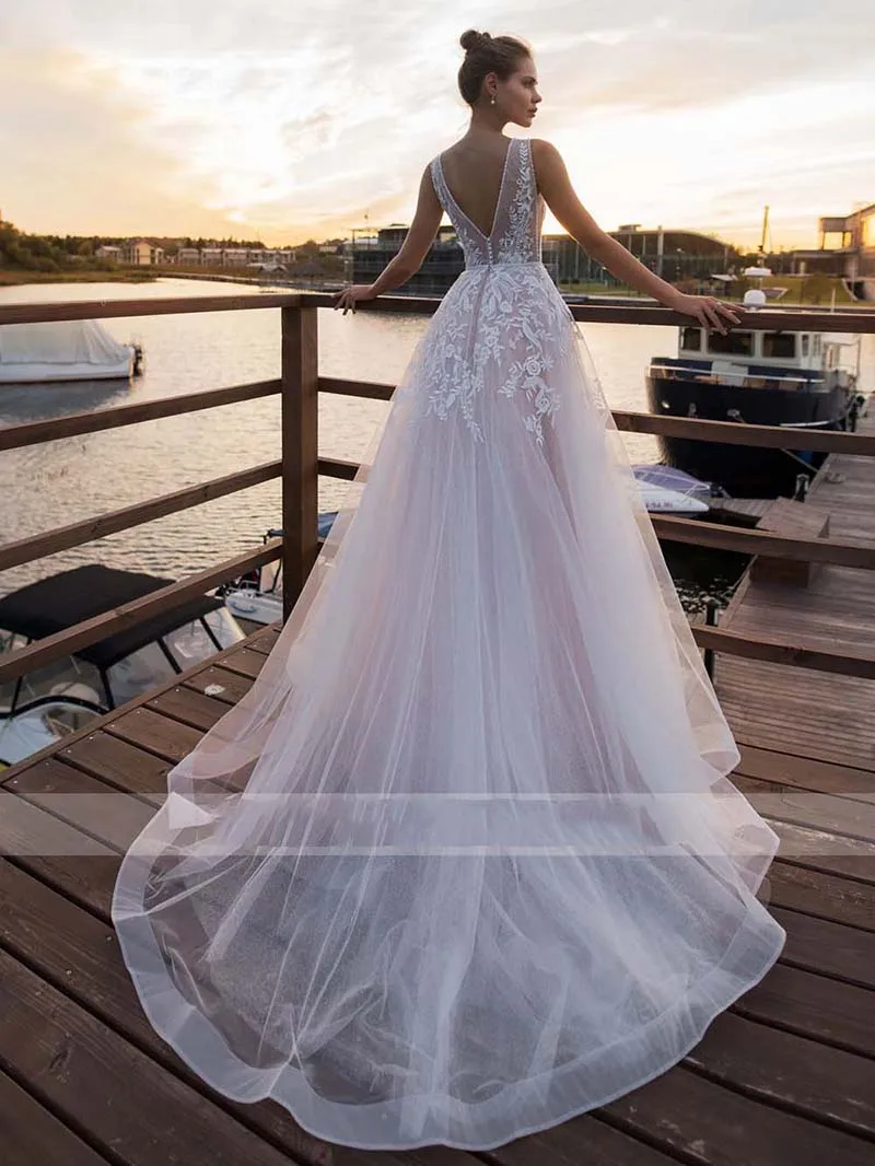 Лори светильник розовое платье кроя принцесса, свадебное платье без рукавов, с аппликацией; обувь под свадебное платье для невесты платье трапециевидной формы Тюль Свадебные платья свадебное платье в богемном стиле