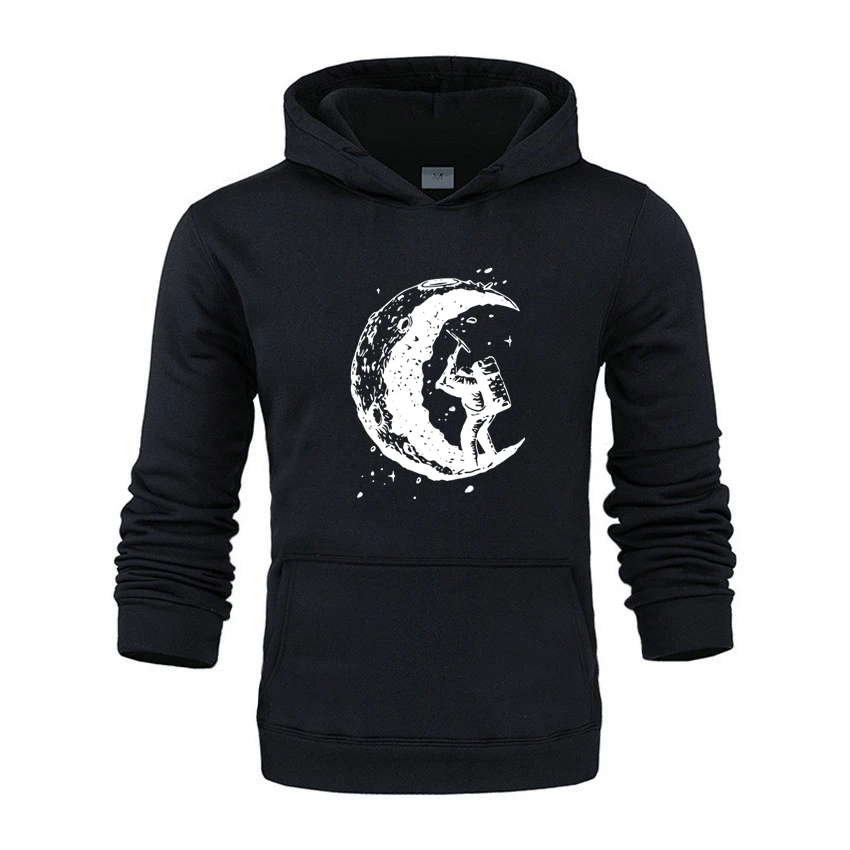 

New Casual cotton Thick Hoodies blend loose style men hoodies moon printed long sleeve cool mens hooded sweatshirts S-XXXL