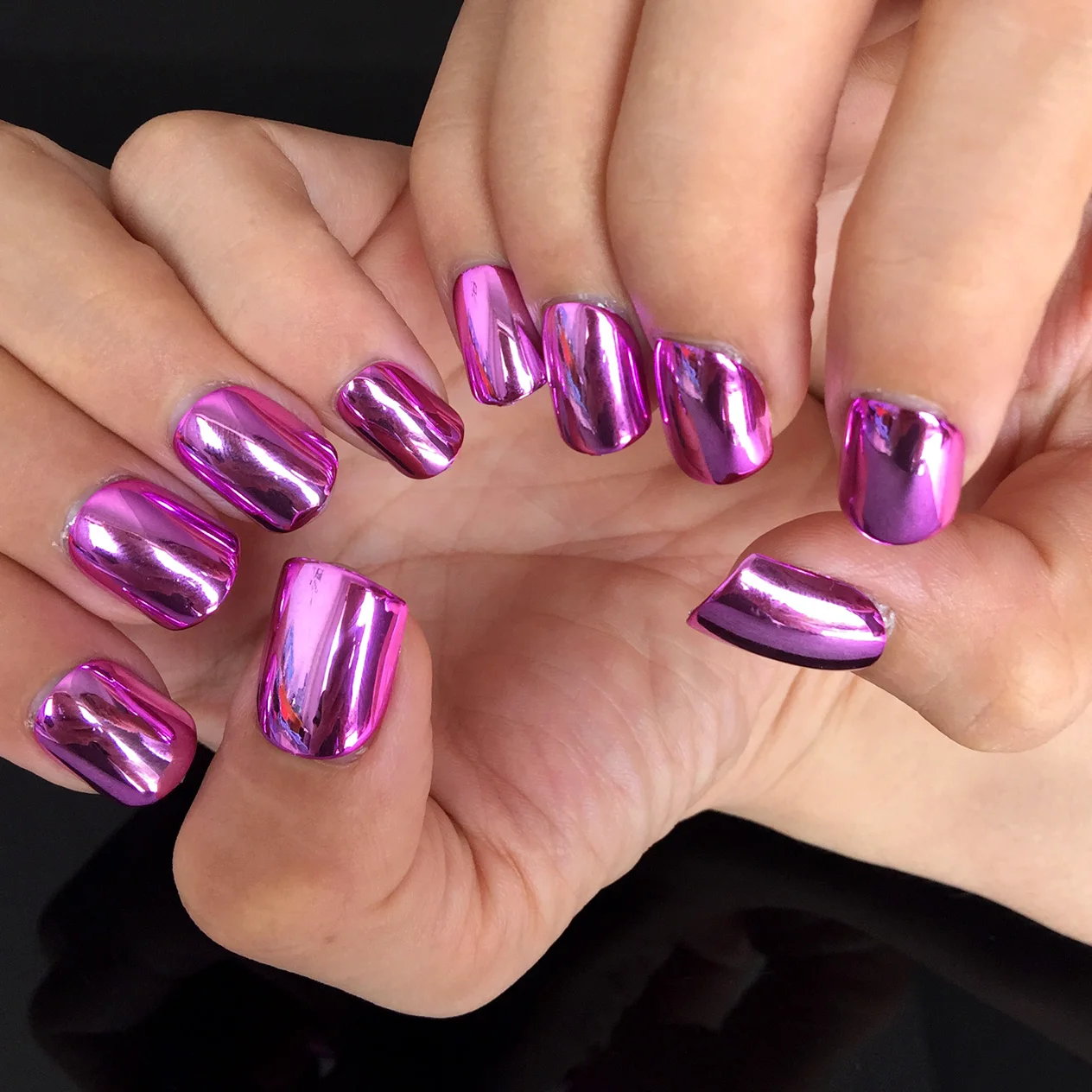 metallic bright pink false nail 24pcs acrylic nail art false nail