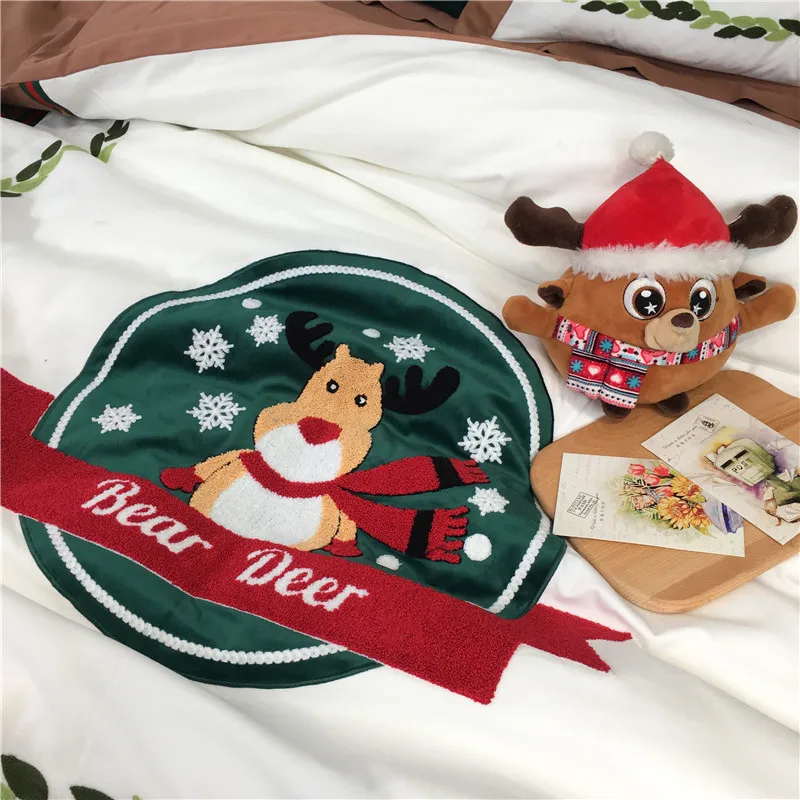 Рождественский олень вышивка 60S Египетский хлопок Дети Постельное белье пододеяльник постельное белье/простыня, наволочки для подушек, рождественские подарки для детей