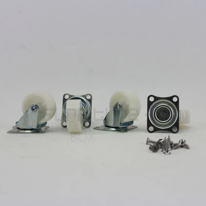 4 ball bearing swivel caster metal plate mount white plastic 40mm wheel | Обустройство дома