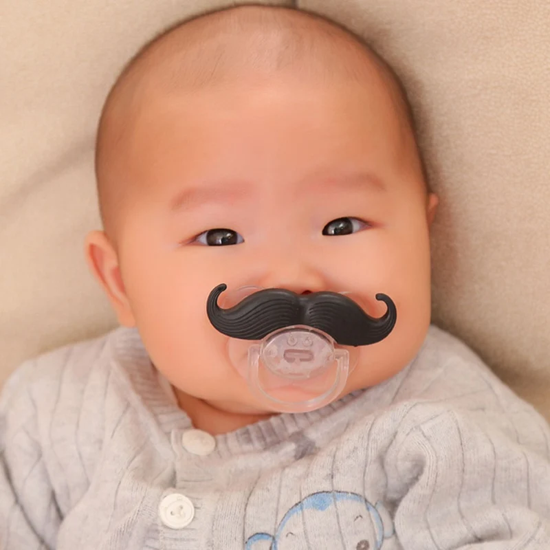 Funny Moustache Dummy Dummies Pacifier Novelty Baby Child Soother Lips Joke New