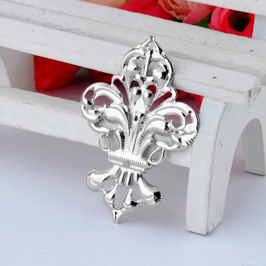 

Free shipping-50Pcs (3 color can choose) Filigree Wraps Connectors Metal Crafts Decoration DIY Findings Ancient Hollow 35 x 50mm