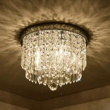 Современный минималистский прозрачный кристалл потолочный светильник веранда балкон декоративный предмет со светодиодной подсветкой теплый белый 40 см круглая пластина