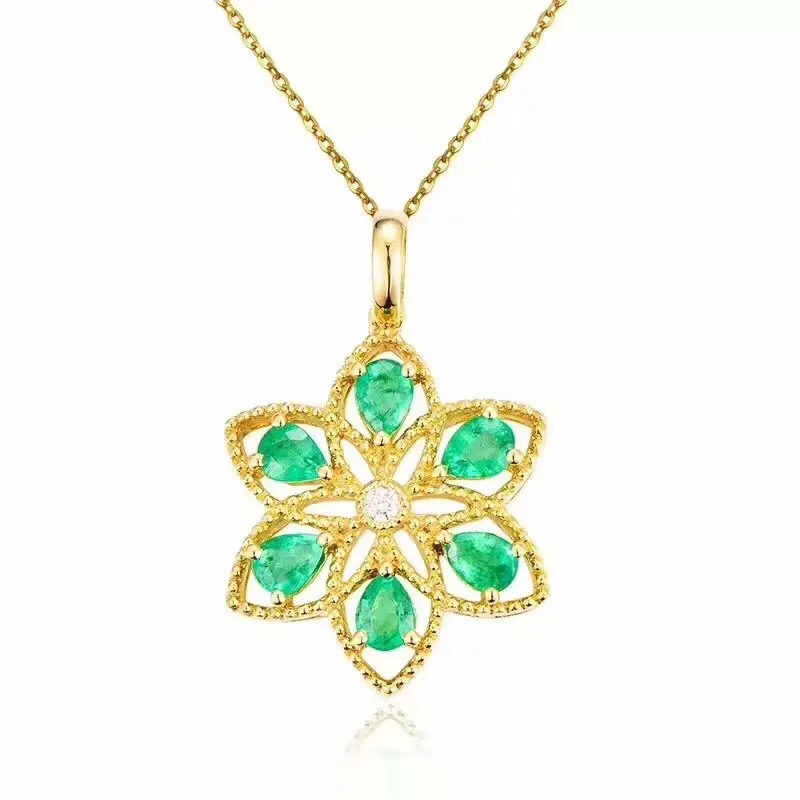 

SHILOVEM 925 sterling silver real Natural Emerald Pendants classic fine Jewelry women wedding wholesale 3*4mm lpz030401agml
