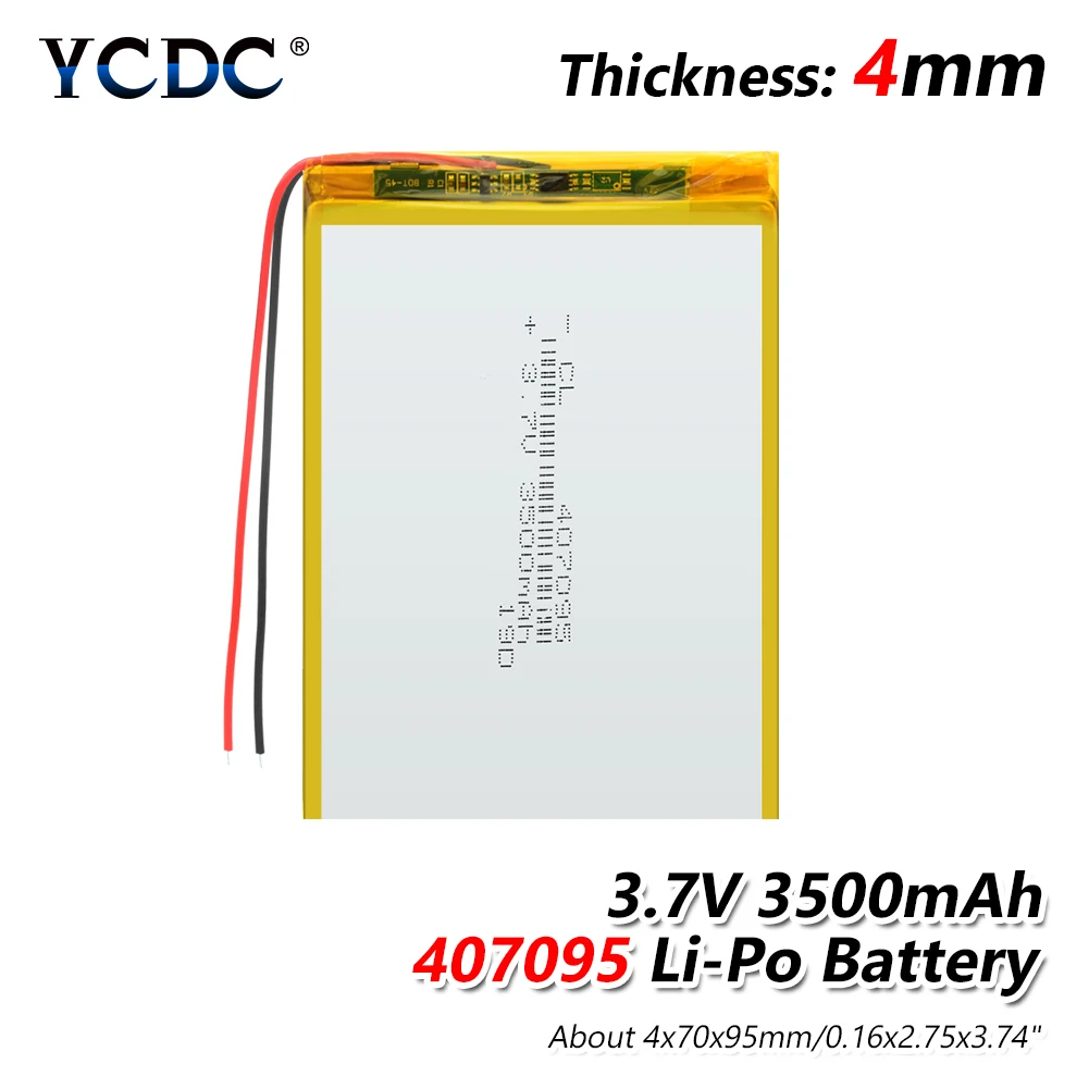 

rechargeable battery 3.7v 407095 3500mAh polymer lithium battery li-ion With PCB For Camera Power Bank GPS Tablet DVD PAD MID