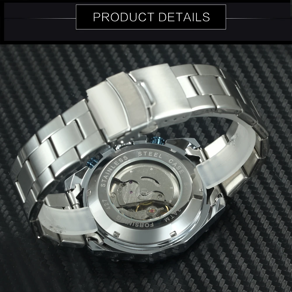 FORSINING модные синие мужские часы лучший бренд класса люкс Авто Механические 3 циферблата 6 Руки нержавеющая сталь ремень бизнес наручные часы
