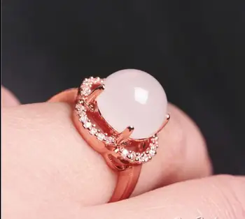 

Xinjiang Hetian natural white ring inlaid with silver inlay jade jewelry