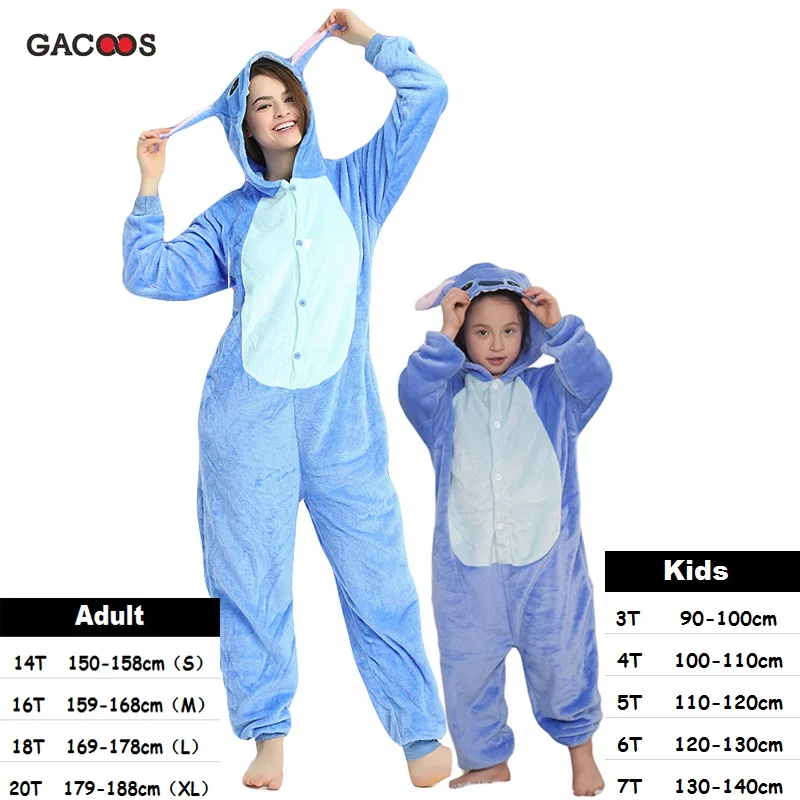 Kuguurumi/Детская Пижама с единорогом для взрослых; женская одежда для сна; Onesie Unicornio; Пижама с единорогом для мальчиков и девочек; Детский комбинезон; ночная рубашка - Цвет: blue stitch