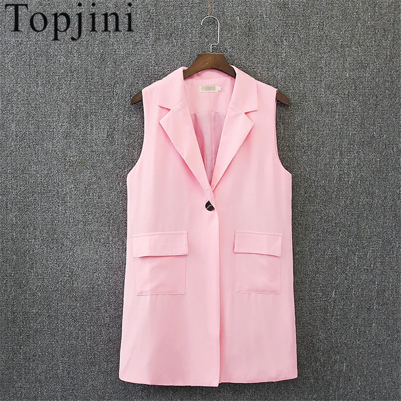 2017 Plus Size Summer Streetwear Cotton Women Long Vests Solid V Neck