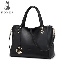 FOXER New women bag Superior cowhide genuine leather bag famous brands fashion Casual big capacity women handbags Shoulder Bag