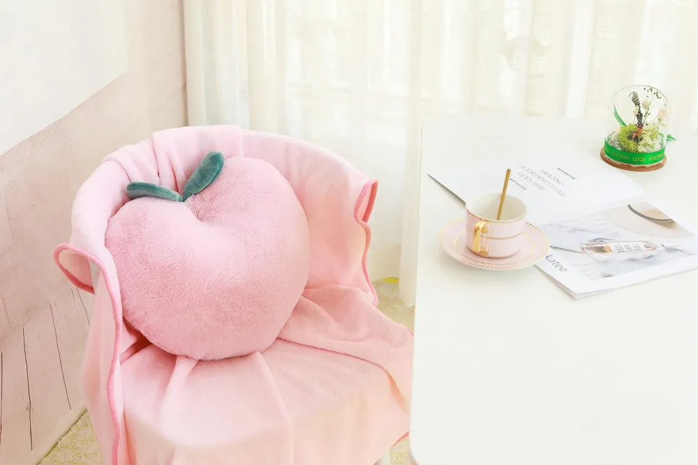 Милый пушистый реалистичный розовый персик плюшевые сумки фаршированный рюкзак с фруктами с золотой цепочкой Подушка-персик одеяло для вашей милой девочки