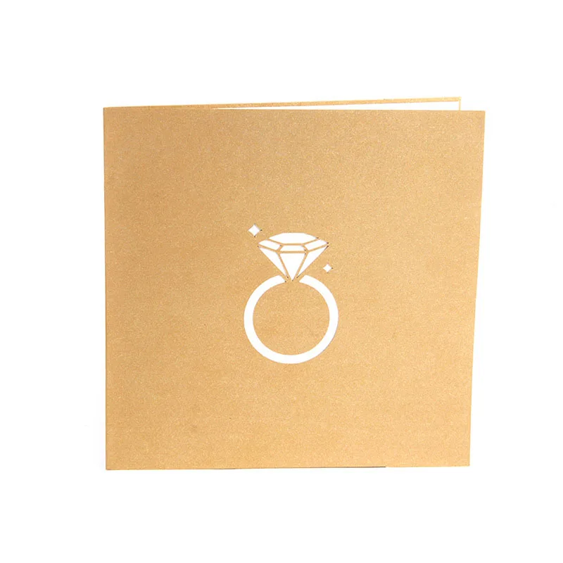  3D Handmade Carving Wedding Engagement Diamond Ring Paper Invitation Greeting Cards PostCard Valent - 32841996072