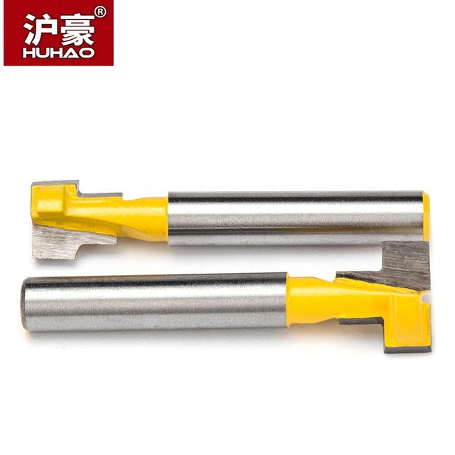 HUHAO 1pc 1/4″ Shank Woodworking Router Bits CNC Keyhole  Screw Hole Milling Cutter Tungsten Alloy Photo Frame T Type Cutter