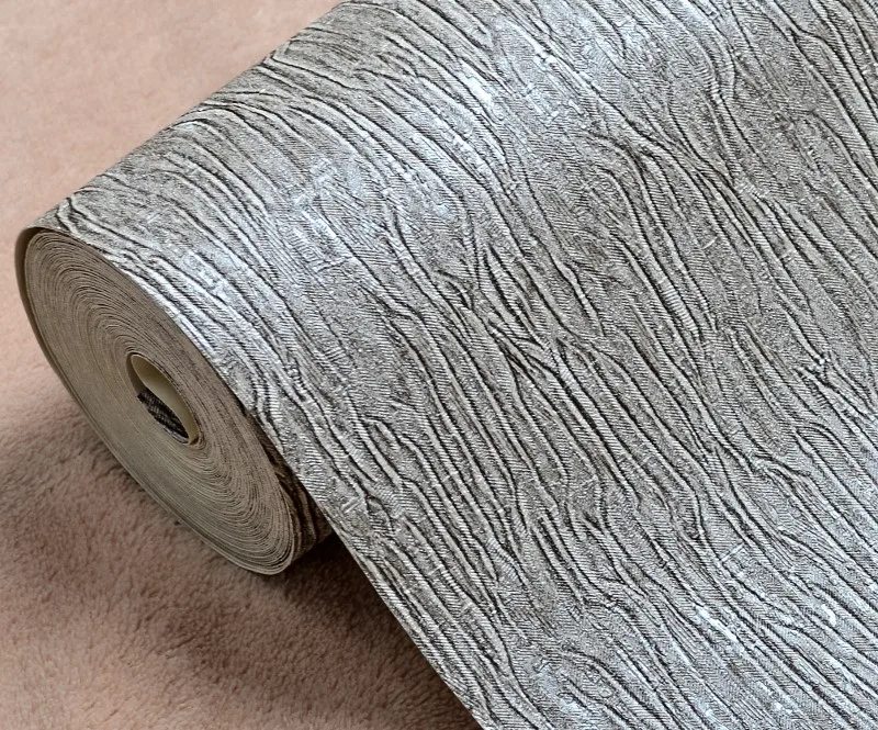 Silver Grey Black Metallic Textured Wallpaper Roll Gray Modern Striped